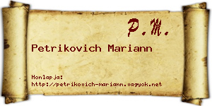 Petrikovich Mariann névjegykártya